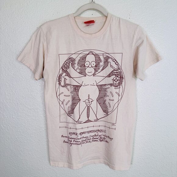 Vintage Simpsons Shirt Mens Small Homer Vitruvian Man Funny Cartoon Tee Tshirt - Picture 1 of 12